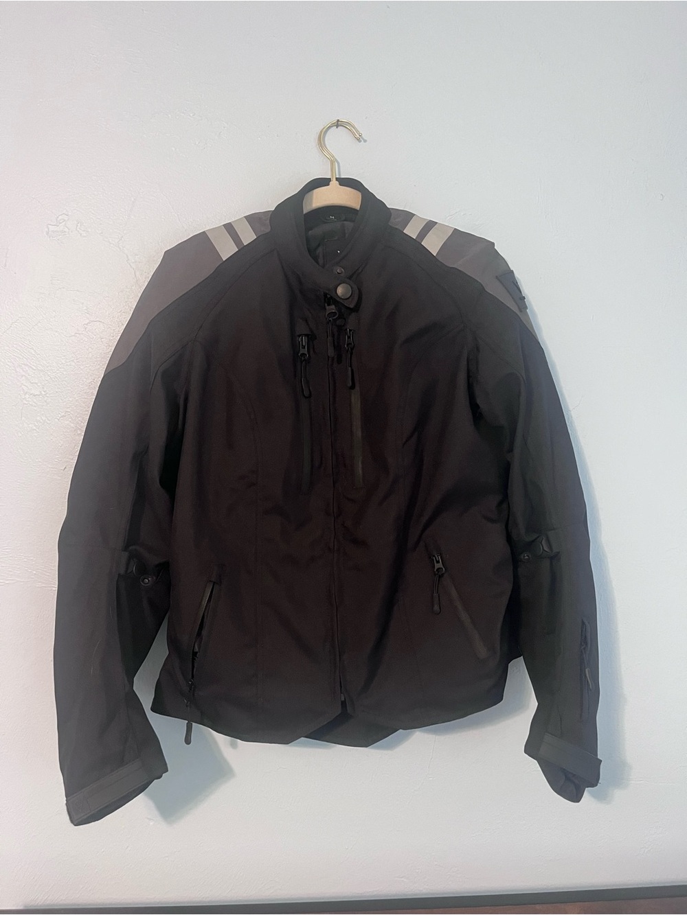 Women’s Black Motorcycle Jacket with Reflective Panels